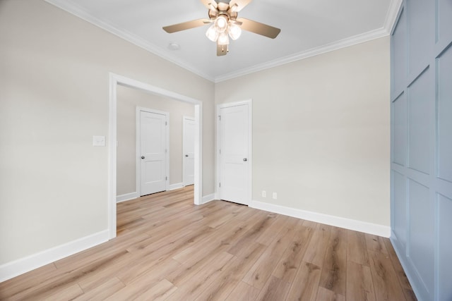 1456 Sango Commons Way, Clarksville, TN 37043 - spare room featuring crown molding, a ceiling fan, light wood-style floors, and baseboards