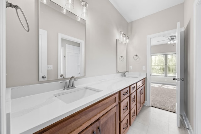 1456 Sango Commons Way, Clarksville, TN 37043 - full bath featuring double vanity, tile patterned floors, and ceiling fan