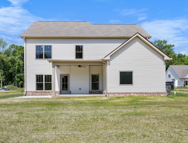 1456 Sango Commons Way, Clarksville, TN 37043 - rear view of house featuring ceiling fan, a yard, a patio, and roof with shingles