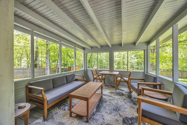 27 Lightning Bug Ln, Sewanee, TN 37375 - sunroom featuring outdoor lounge area and beam ceiling