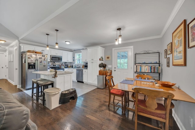 27 Lightning Bug Ln, Sewanee, TN 37375 - dining room featuring ornamental molding and dark wood-style flooring