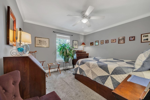 27 Lightning Bug Ln, Sewanee, TN 37375 - carpeted bedroom with crown molding, a ceiling fan, and baseboards