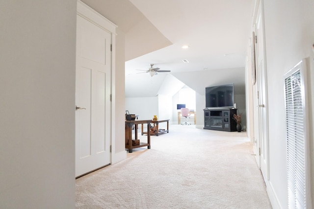 3303 Hampton Turner Dr, Murfreesboro, TN 37128 - corridor featuring light colored carpet, a heating unit, plenty of natural light, lofted ceiling, and recessed lighting