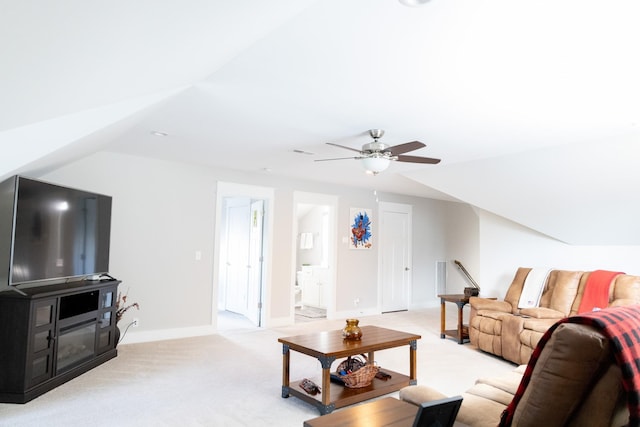 3303 Hampton Turner Dr, Murfreesboro, TN 37128 - living area featuring a ceiling fan, light carpet, and baseboards