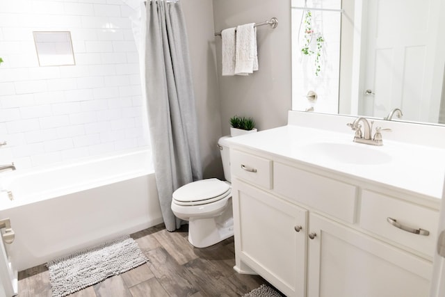 3303 Hampton Turner Dr, Murfreesboro, TN 37128 - bathroom with toilet, wood finished floors, shower / tub combo, and vanity