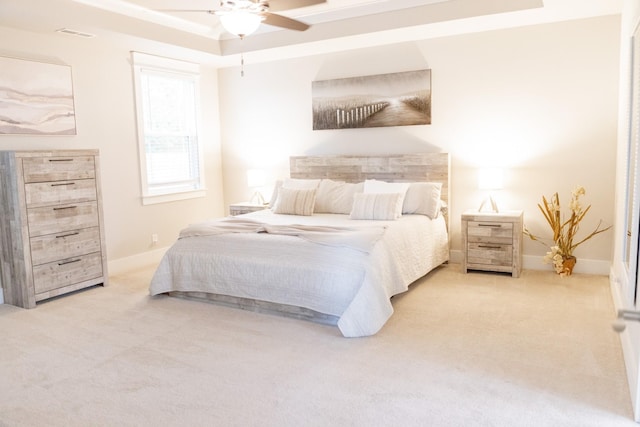 3303 Hampton Turner Dr, Murfreesboro, TN 37128 - carpeted bedroom featuring a raised ceiling, baseboards, and ceiling fan