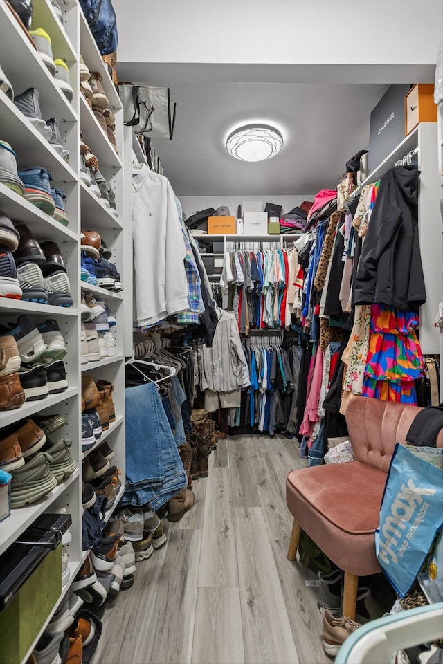 spacious closet with wood finished floors