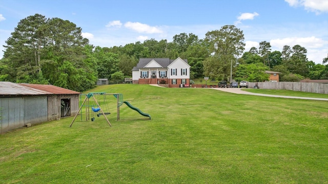 view of yard featuring a playground