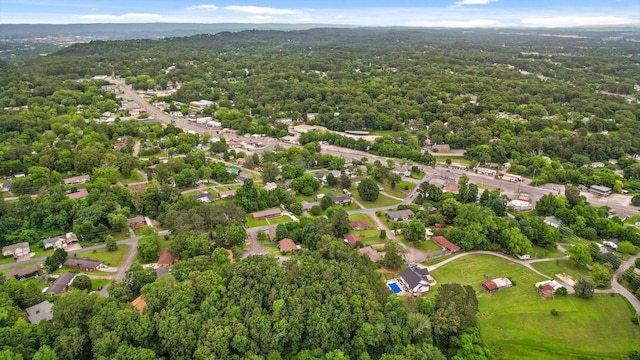 drone / aerial view of a heavily wooded area