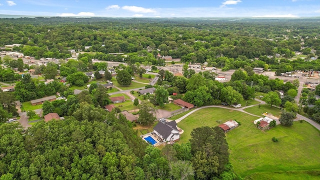 drone / aerial view of a heavily wooded area