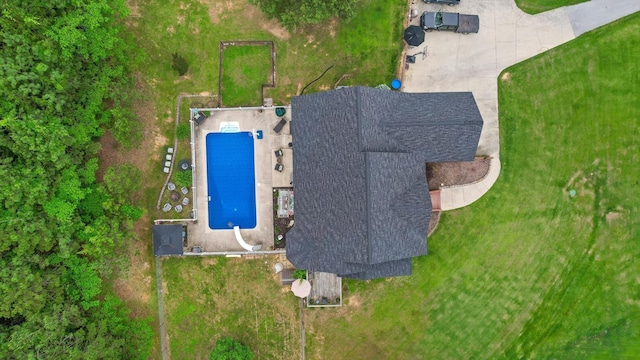 aerial view of a pool area