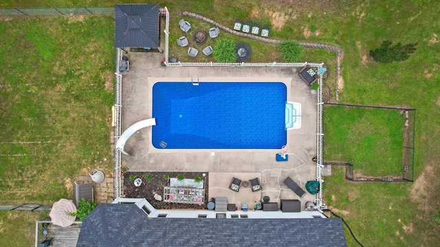 aerial view of a pool