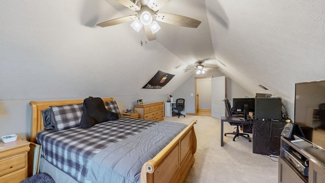 203 Ha Le Koa Ct, Smyrna, TN 37167 - bedroom with light colored carpet, lofted ceiling, a desk, and ceiling fan