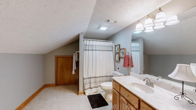 203 Ha Le Koa Ct, Smyrna, TN 37167 - full bath with lofted ceiling, baseboards, toilet, vanity, and a textured ceiling