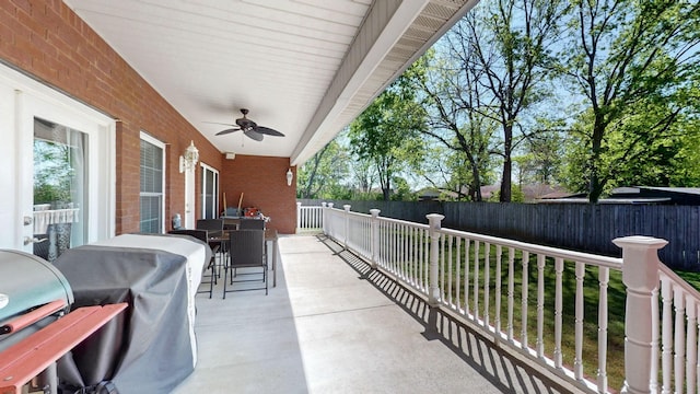 203 Ha Le Koa Ct, Smyrna, TN 37167 - fenced backyard with outdoor dining area, a ceiling fan, and area for grilling