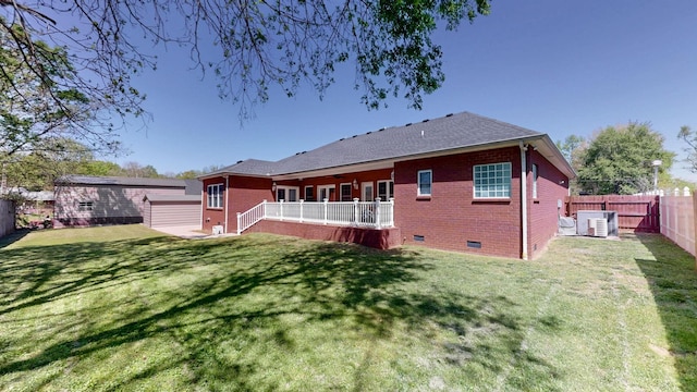 203 Ha Le Koa Ct, Smyrna, TN 37167 - back of house featuring crawl space, brick siding, central AC, and a ceiling fan