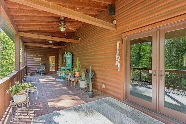 4455 Tarsus Rd, Palmyra, TN 37142 - wooden deck with french doors and a ceiling fan