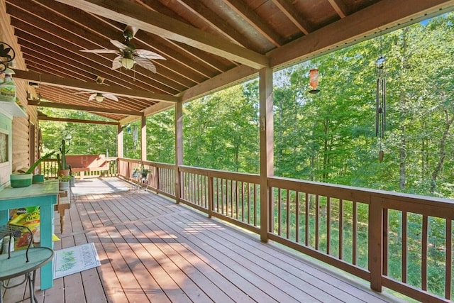 4455 Tarsus Rd, Palmyra, TN 37142 - wooden deck with a ceiling fan