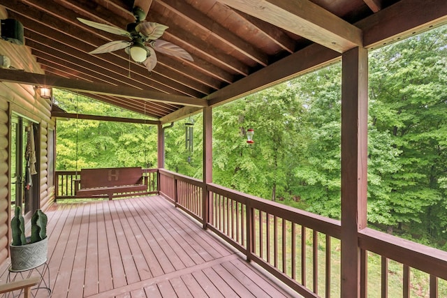 4455 Tarsus Rd, Palmyra, TN 37142 - wooden deck featuring a ceiling fan