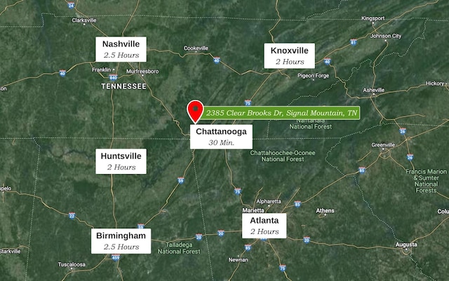 2385 Clear Brooks Dr, Signal Mountain, TN 37377 - aerial map of property and surrounding area
