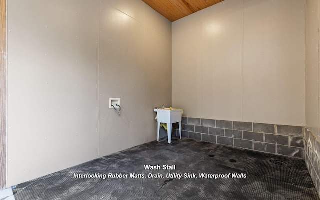 2385 Clear Brooks Dr, Signal Mountain, TN 37377 - washroom with hookup for a washing machine, carpet, and wooden ceiling