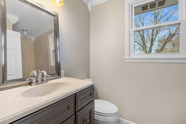 1107 Gardner Dr, Franklin, TN 37064 - bathroom featuring ornamental molding, toilet, and vanity