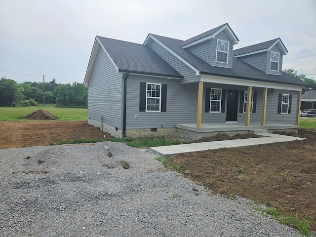 1331 Springplace Rd, Lewisburg, TN 37091 - view of front of house with crawl space, covered porch, and a shingled roof