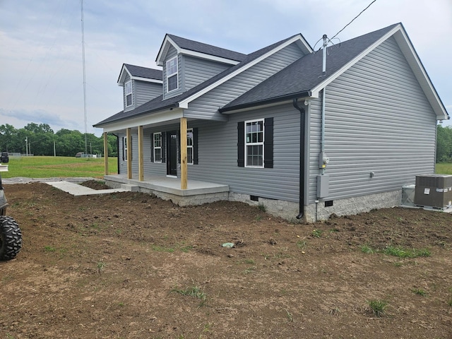 1331 Springplace Rd, Lewisburg, TN 37091 - view of front of property featuring a porch, crawl space, central air condition unit, and a shingled roof
