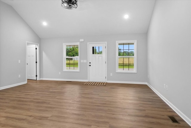 1331 Springplace Rd, Lewisburg, TN 37091 - entrance foyer with lofted ceiling, plenty of natural light, recessed lighting, and wood finished floors