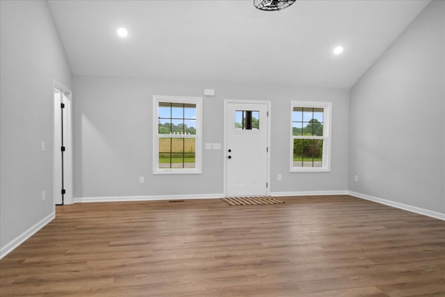 1331 Springplace Rd, Lewisburg, TN 37091 - foyer entrance featuring vaulted ceiling, healthy amount of natural light, recessed lighting, and wood finished floors