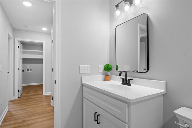1331 Springplace Rd, Lewisburg, TN 37091 - half bathroom featuring wood finished floors, vanity, and recessed lighting