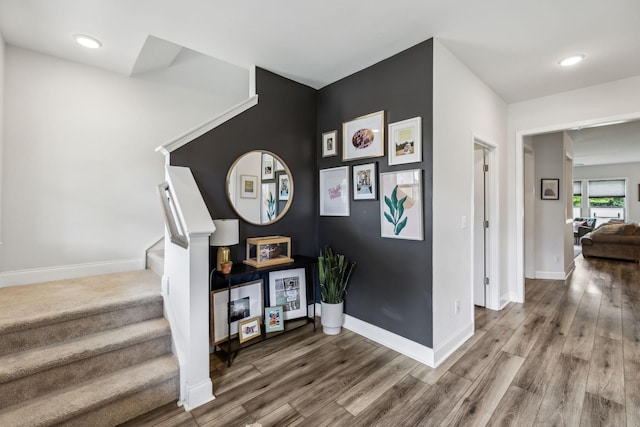 321 Union Pier Dr, Mount Juliet, TN 37122 - stairs featuring wood finished floors, baseboards, and recessed lighting