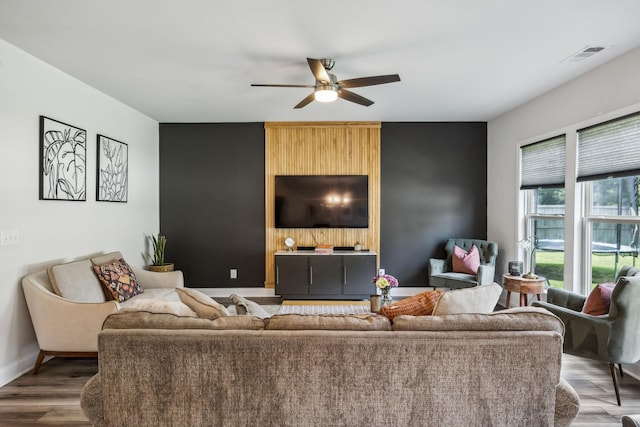 321 Union Pier Dr, Mount Juliet, TN 37122 - living area with a ceiling fan, wood finished floors, and baseboards