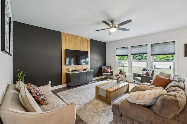 321 Union Pier Dr, Mount Juliet, TN 37122 - living area featuring wood finished floors, a ceiling fan, and baseboards