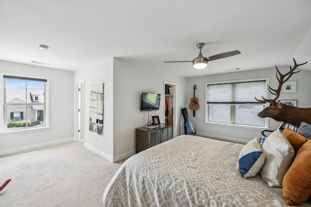 321 Union Pier Dr, Mount Juliet, TN 37122 - bedroom featuring multiple windows, baseboards, carpet flooring, and a ceiling fan