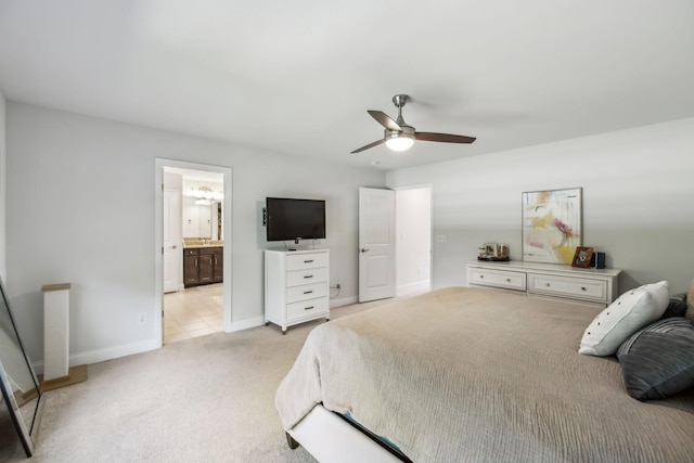 321 Union Pier Dr, Mount Juliet, TN 37122 - bedroom featuring light carpet, baseboards, ceiling fan, and connected bathroom