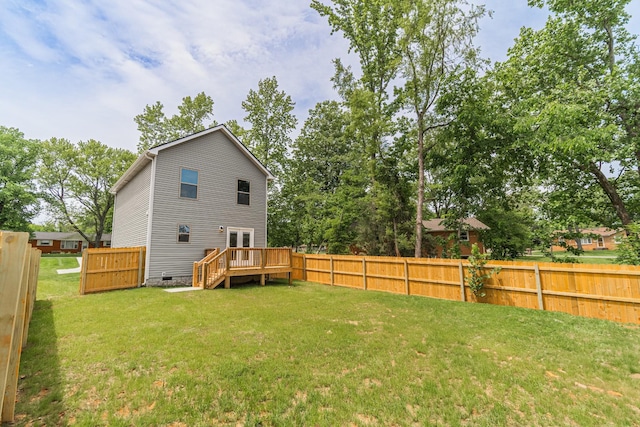 27 Sevier St, Clarksville, TN 37042 - rear view of property featuring crawl space, a deck, and french doors