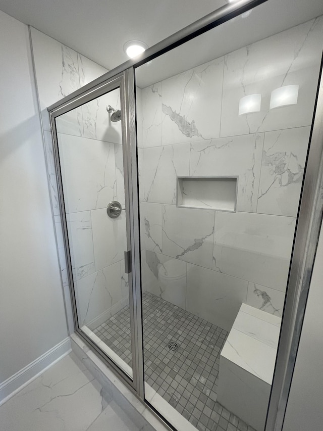 54 Charleston Cv, Clarksville, TN 37043 - full bath with marble look tile flooring and a marble finish shower