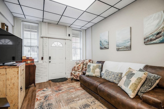 105 W Walnut St, Smithville, TN 37166 - living room featuring wood finished floors, plenty of natural light, and a drop ceiling