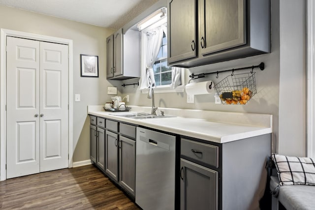 2236 Kim Dr, Clarksville, TN 37043 - kitchen with dishwasher, gray cabinetry, and a sink