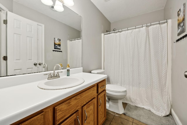 2236 Kim Dr, Clarksville, TN 37043 - bathroom with tile patterned flooring, toilet, vanity, and curtained shower