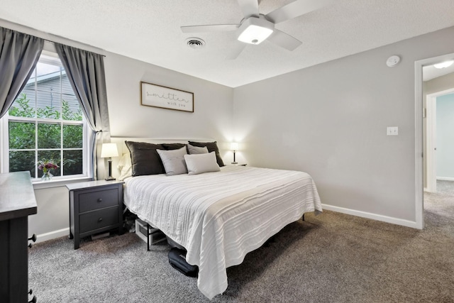 2236 Kim Dr, Clarksville, TN 37043 - bedroom featuring carpet floors, baseboards, ceiling fan, and a textured ceiling