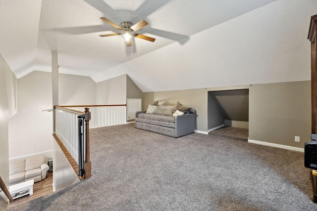 2236 Kim Dr, Clarksville, TN 37043 - additional living space featuring ceiling fan, lofted ceiling, carpet flooring, and baseboards