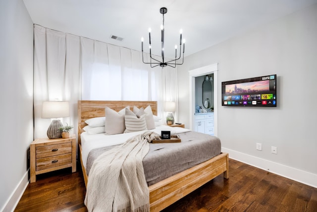 10B Fern Ave, Nashville, TN 37207 - bedroom featuring a chandelier, wood finished floors, and baseboards