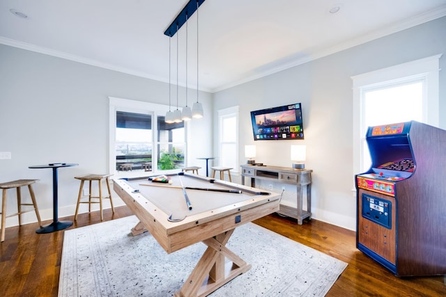 10B Fern Ave, Nashville, TN 37207 - recreation room with crown molding, pool table, dark wood-style flooring, and baseboards