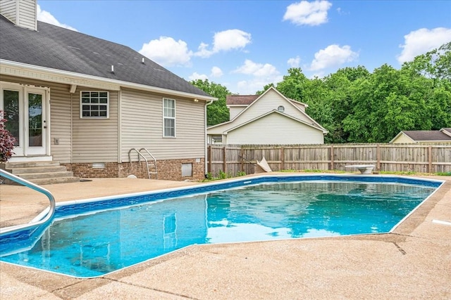 1910 Burlington Cir, Columbia, TN 38401 - view of swimming pool featuring entry steps, a fenced backyard, and a patio