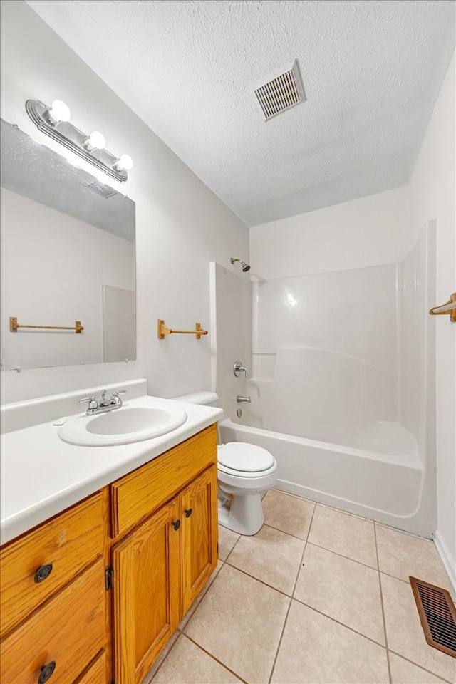 1910 Burlington Cir, Columbia, TN 38401 - full bathroom featuring a textured ceiling, shower / bath combination, tile patterned floors, toilet, and vanity