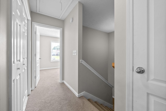 2829 Sharpie Dr, Clarksville, TN 37040 - hallway with attic access, an upstairs landing, carpet, and baseboards