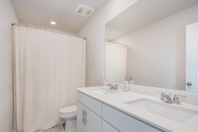 705 Watson Ct, Spring Hill, TN 37174 - full bath with toilet, double vanity, curtained shower, and recessed lighting
