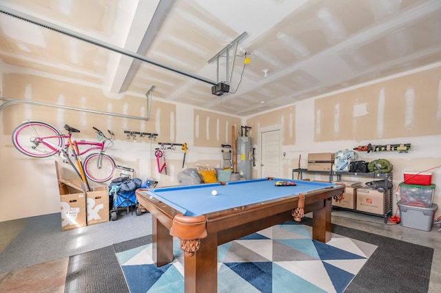 705 Watson Ct, Spring Hill, TN 37174 - game room featuring electric water heater, a garage, billiards table, and tile patterned floors